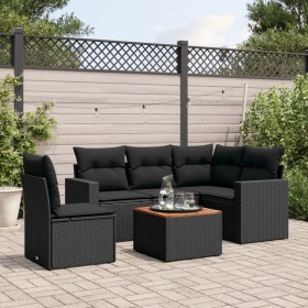 Set de sofás de jardín 6 piezas y cojines ratán sintético negro de , Conjuntos de jardín - Ref: Foro24-3256454, Precio: 410,5...