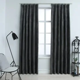 Blackout curtains and hooks 2 pcs anthracite velvet 140x175cm by vidaXL, Curtains and curtains - Ref: Foro24-134500, Price: 4...