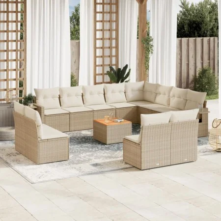 Garden sofa set with cushions 13 pieces beige synthetic rattan by , Garden sets - Ref: Foro24-3257143, Price: 893,72 €, Disco...