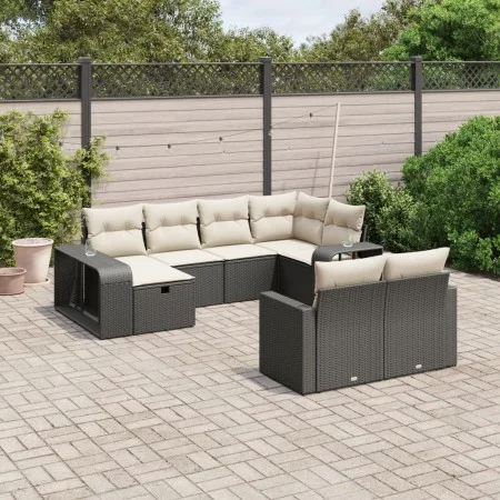Gartensofa-Set 10-teilig mit schwarzen synthetischen Rattankissen von , Gartensets - Ref: Foro24-3266236, Preis: 530,06 €, Ra...