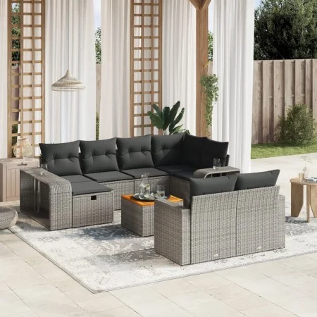 11-piece garden sofa set and gray synthetic rattan cushions by , Garden sets - Ref: Foro24-3266260, Price: 580,47 €, Discount: %