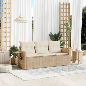 Gartensofa-Set mit beigen Kissen, 3-teilig, PE-Rattan von , Gartensets - Ref: Foro24-3219857, Preis: 235,62 €, Rabatt: %