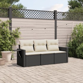 Garden sofa set with cushions 3 pieces black synthetic rattan by , Garden sets - Ref: Foro24-3219855, Price: 197,69 €, Discou...