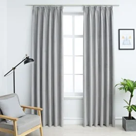 Blackout curtains with hooks 2 units gray 140x245 cm by vidaXL, Curtains and curtains - Ref: Foro24-134469, Price: 43,89 €, D...