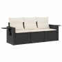 Garden sofa set with cushions 3 pieces black synthetic rattan by , Garden sets - Ref: Foro24-3219855, Price: 197,69 €, Discou...
