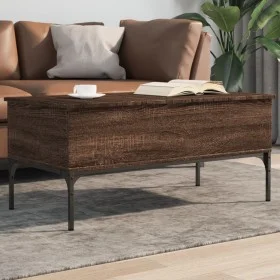 Brown oak metal engineered wood coffee table 100x50x45cm by , Coffee table - Ref: Foro24-845415, Price: 65,57 €, Discount: %