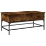 Engineered wood coffee table metal smoke oak 100x50x45 cm by , Coffee table - Ref: Foro24-845398, Price: 70,23 €, Discount: %
