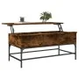 Engineered wood coffee table metal smoke oak 100x50x45 cm by , Coffee table - Ref: Foro24-845398, Price: 70,23 €, Discount: %