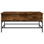 Engineered wood coffee table metal smoke oak 100x50x45 cm by , Coffee table - Ref: Foro24-845398, Price: 70,23 €, Discount: %