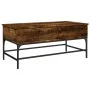 Engineered wood coffee table metal smoke oak 100x50x45 cm by , Coffee table - Ref: Foro24-845398, Price: 70,23 €, Discount: %