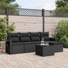 6-teiliges Gartensofa-Set und schwarze synthetische Rattankissen von , Gartensets - Ref: Foro24-3220094, Preis: 370,55 €, Rab...