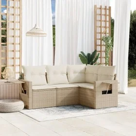 Gartensofa-Set mit Kissen, 4-teilig, beiges synthetisches Rattan von , Gartensets - Ref: Foro24-3220107, Preis: 328,36 €, Rab...