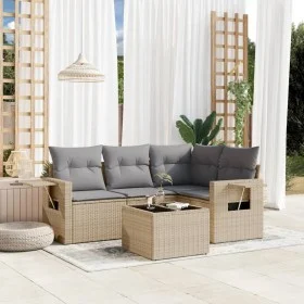 Garden sofa set with cushions 5 pieces beige synthetic rattan by , Garden sets - Ref: Foro24-3220118, Price: 332,82 €, Discou...