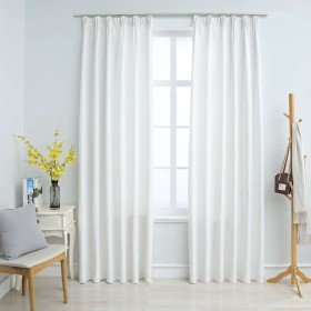 Cortinas opacas con ganchos 2 piezas blanco crudo 140x245 cm Cortinas opacas con ganchos 2 piezas blanco crudo 140x245 cm