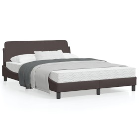 Estructura de cama con cabecero de tela marrón 140x200 cm