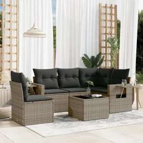 6-piece garden furniture set and gray synthetic rattan cushions by , Garden sets - Ref: Foro24-3220179, Price: 371,45 €, Disc...