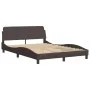 Bed frame with headboard in brown fabric 140x200 cm by , Beds and slatted bases - Ref: Foro24-373188, Price: 142,83 €, Discou...