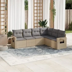 Gartensofa-Set mit Kissen, 6-teilig, beiges synthetisches Rattan von , Gartensets - Ref: Foro24-3220208, Preis: 389,34 €, Rab...