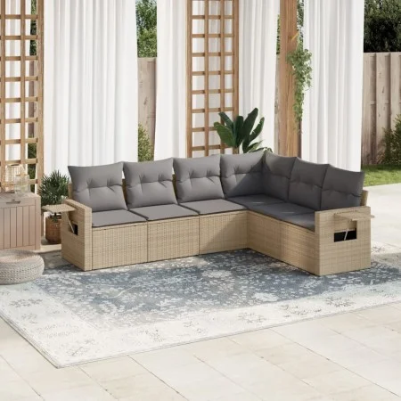 Gartensofa-Set mit Kissen, 6-teilig, beiges synthetisches Rattan von , Gartensets - Ref: Foro24-3220208, Preis: 390,82 €, Rab...