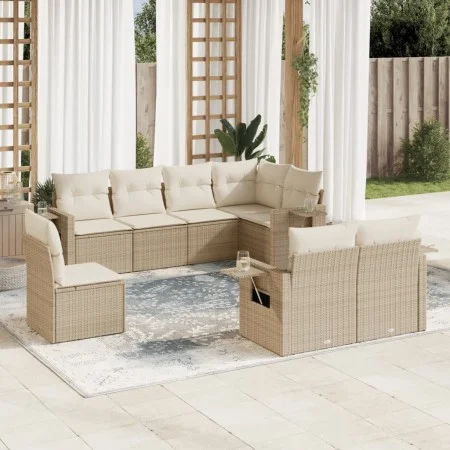 Gartensofa-Set mit beigen Kissen 8 Stück PE-Rattan von , Gartensets - Ref: Foro24-3220437, Preis: 598,28 €, Rabatt: %