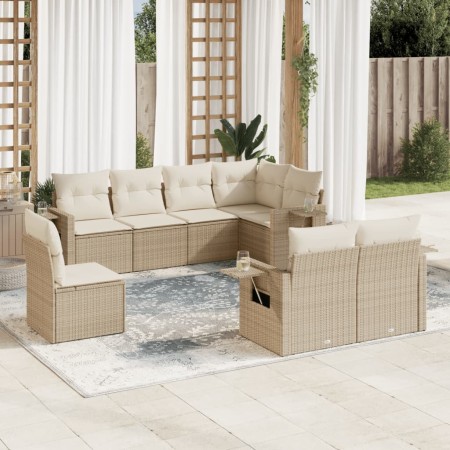 Gartensofa-Set mit beigen Kissen 8 Stück PE-Rattan von , Gartensets - Ref: Foro24-3220437, Preis: 564,15 €, Rabatt: %