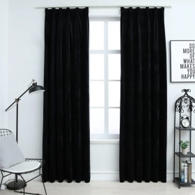 Blackout curtains with hooks 2 pcs black velvet 140x245 cm by vidaXL, Curtains and curtains - Ref: Foro24-134494, Price: 68,3...