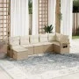 7-piece garden sofa set and beige synthetic rattan cushions by , Garden sets - Ref: Foro24-3220477, Price: 471,42 €, Discount: %