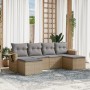 Gartensofa-Set mit Kissen, 6-teilig, beiges synthetisches Rattan von , Gartensets - Ref: Foro24-3220518, Preis: 340,25 €, Rab...