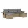 Garden sofa set with cushions 6 pieces beige synthetic rattan by , Garden sets - Ref: Foro24-3220518, Price: 344,12 €, Discou...