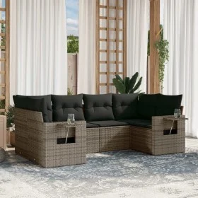 6-teiliges Gartenmöbel-Set und graue synthetische Rattankissen von , Gartensets - Ref: Foro24-3220579, Preis: 387,15 €, Rabat...