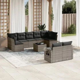 10-piece garden sofa set with gray synthetic rattan cushions by , Garden sets - Ref: Foro24-3220629, Price: 591,47 €, Discoun...