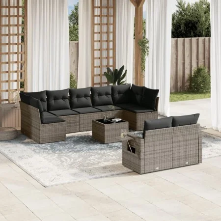 10-piece garden sofa set with gray synthetic rattan cushions by , Garden sets - Ref: Foro24-3220629, Price: 591,47 €, Discoun...
