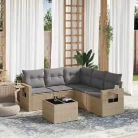 Gartensofa-Set mit Kissen, 6-teilig, beiges synthetisches Rattan von , Gartensets - Ref: Foro24-3220158, Preis: 385,86 €, Rab...