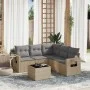 Garden sofa set with cushions 6 pieces beige synthetic rattan by , Garden sets - Ref: Foro24-3220158, Price: 385,86 €, Discou...