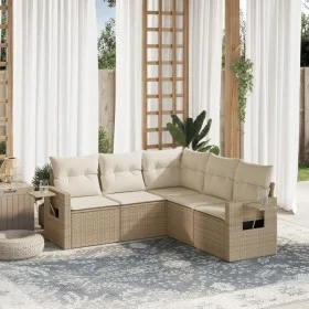 Garden sofa set with cushions 5 pieces beige synthetic rattan by , Garden sets - Ref: Foro24-3220147, Price: 379,65 €, Discou...