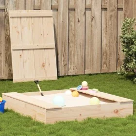 Sandbox with solid pine wood lid 111x111x19.5 cm by , sandboxes - Ref: Foro24-832606, Price: 83,90 €, Discount: %