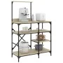Kitchen shelving wood engineering metal oak 90x40x132 cm by , Kitchen utensil containers - Ref: Foro24-845417, Price: 80,74 €...