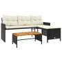 L-shaped garden sofa with black PE rattan table and cushions by , Outdoor sofas - Ref: Foro24-365581, Price: 244,08 €, Discou...