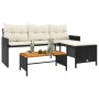 L-shaped garden sofa with black PE rattan table and cushions by , Outdoor sofas - Ref: Foro24-365581, Price: 231,13 €, Discou...