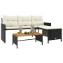 L-shaped garden sofa with black PE rattan table and cushions by , Outdoor sofas - Ref: Foro24-365581, Price: 244,08 €, Discou...