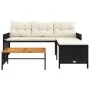 L-shaped garden sofa with black PE rattan table and cushions by , Outdoor sofas - Ref: Foro24-365581, Price: 244,08 €, Discou...