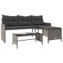 L-shaped garden sofa with table and gray PE rattan cushions by , Outdoor sofas - Ref: Foro24-365574, Price: 224,56 €, Discoun...