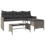 Sofá de jardín en forma de L con mesa y cojines ratán PE gris de , Sofás de exterior - Ref: Foro24-365574, Precio: 211,52 €, ...