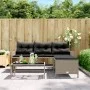 L-shaped garden sofa with table and gray PE rattan cushions by , Outdoor sofas - Ref: Foro24-365574, Price: 224,56 €, Discoun...