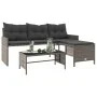 L-shaped garden sofa with table and gray PE rattan cushions by , Outdoor sofas - Ref: Foro24-365574, Price: 224,56 €, Discoun...