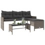 Sofá de jardín en forma de L con mesa y cojines ratán PE gris de , Sofás de exterior - Ref: Foro24-365574, Precio: 211,52 €, ...