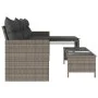 L-shaped garden sofa with table and gray PE rattan cushions by , Outdoor sofas - Ref: Foro24-365574, Price: 224,56 €, Discoun...