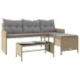 L-shaped garden sofa with beige PE rattan table and cushions by , Outdoor sofas - Ref: Foro24-365576, Price: 248,59 €, Discou...