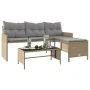 L-shaped garden sofa with beige PE rattan table and cushions by , Outdoor sofas - Ref: Foro24-365576, Price: 248,59 €, Discou...