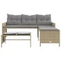 L-shaped garden sofa with beige PE rattan table and cushions by , Outdoor sofas - Ref: Foro24-365576, Price: 248,59 €, Discou...